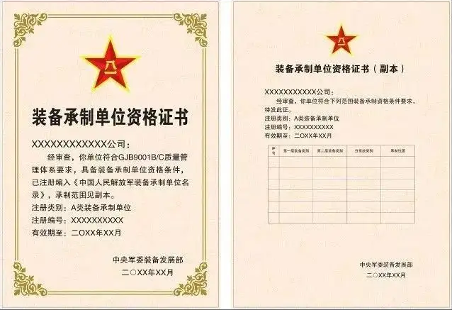 裝備承制單位資格審查分類